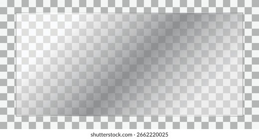 Realistic Transparent Glass. Transparent Plastic Panel with Realistic Glare and Reflection on Clear Surface. Isolated See-Through Acrylic Sheet for Display, Showcase, Modern Design Mockup EPS Vector