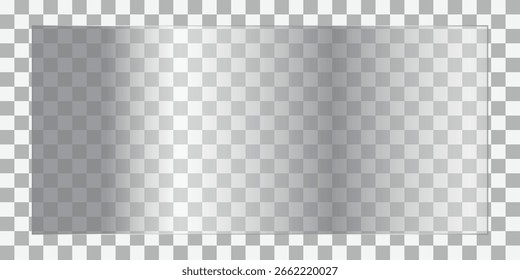 Realistic Transparent Glass. Transparent Plastic Panel with Realistic Glare and Reflection on Clear Surface. Isolated See-Through Acrylic Sheet for Display, Showcase, Modern Design Mockup EPS Vector