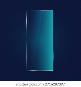 Realistic Transparent Glass Rectangle with Shiny Glossy Surface on Dark Background