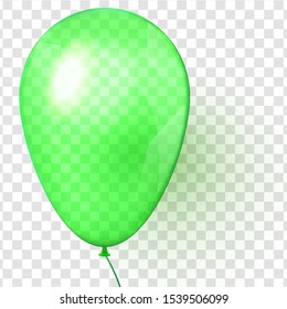 Realistic transparent green balloon on transparent background. Vector