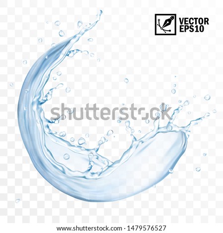 Realistic transparent isolated vector circle splash of water with drops