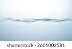 Realistic transparent isolated vector set splashes of water with drops. 3d vector liquid swirls, splashing fluids with droplets. water surface level with gray background.