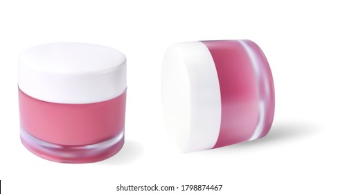 Realistic Transparent Jar Pink Contents Small Stock Vector (Royalty ...
