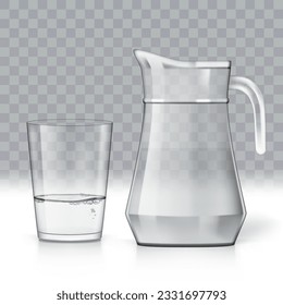 Realistic Transparent Jug And Glass With Milk. EPS10 Vector