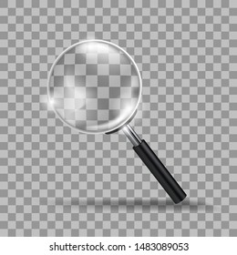 Realistic Transparent Modern Magnifying Glass Isolated On Background. EPS10 Vector