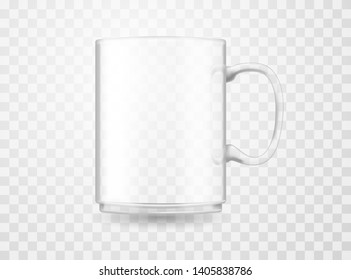 Realistic transparent mug. 3d vector design.