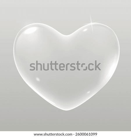 Realistic transparent pink vector soap bubble shaped as heart. Romantic glossy soapy heart. Valentine day symbol. Black background.