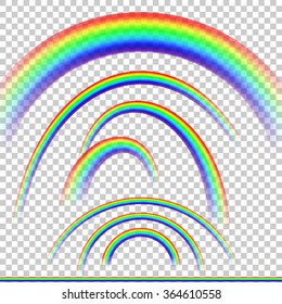 Realistic transparent rainbows. Vector illustration