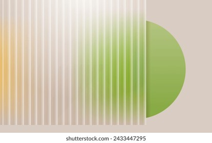 Realistic transparent ribbed glass horizontal banner. Copy space vector illustration