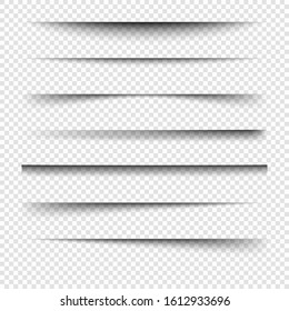 
Realistic transparent shadow. Set of page separation vectors. Transparent shadow. Page separator.