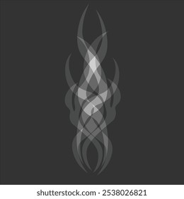 Realistic transparent smoke effect or fire steam pattern in white and gray color on black background. Cigarette or chimney smoke art. Vector weather element. Misty fog, fume wave or cloud silhouette.