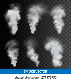 Realistic transparent smoke, steam. Vector.