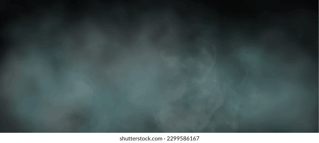 Realistic transparent smoke or steam in white and gray colors, for use on dark background.