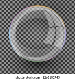 realistic transparent soap bubble isolated on the checked background. Eps 10 vector file.