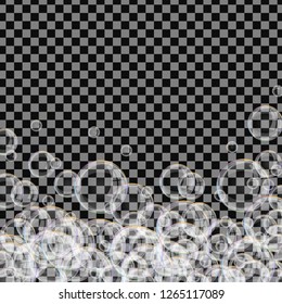 realistic transparent soapsuds bubble isolated on the checked background. Eps 10 vector file.