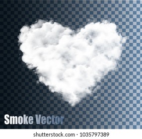 Realistic Transparent Vector Cloud Heart.