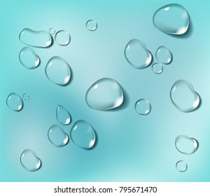 Realistic transparent Water drops composition.