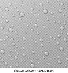 Realistic transparent water drops. Pure clear water drops, rain droplet on glass, Aqua drip on transparent background.