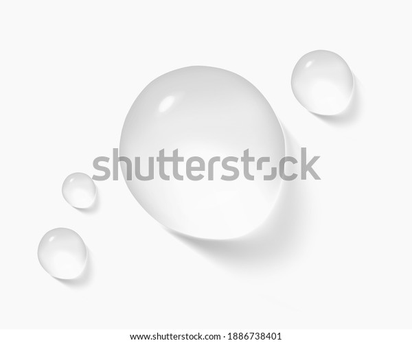 Realistic transparent water drops. Pure\
cosmetic product sample vector illustration. Moisturizer skincare\
serum isolated on white\
background