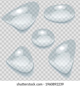 Realistic transparent water drops set