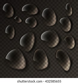 Realistic transparent water drops set