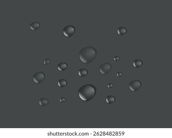 Conjunto de vetores de gotas de água transparente realista. Gotículas de chuva na superfície do vidro. Isolado claro líquido gotas ilustração, projeto de elemento da natureza, clipart de condensação dia chuvoso