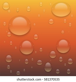Cotas De Agua Transparentes Realistas.  Fondo vectorial con gotas.