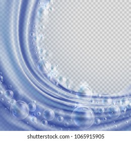 Realistic transparent water splash and bubbles.  Vector illustration.