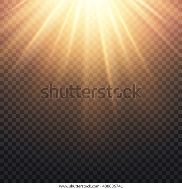 Realistic Transparent Yellow Sun Rays Warm Stock Vector Royalty