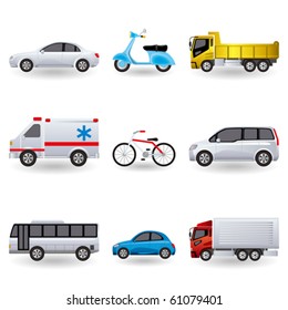 Realistic transportation icons set