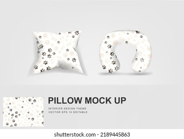 Realistic travel neck pillows mockup template and cover cushion case, Printable graphic for Home decorative theme design (Vector set template, Fully editable color change)