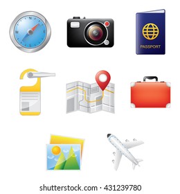 Realistic Travel vector Icon Set