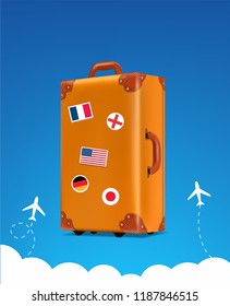 Realistic Traveler Luggae - Vintage Suitcase Illustration