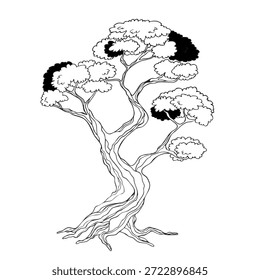 Árbol realista. Icono aislado sobre fondo blanco. Árbol de primavera para su diseño. Signo de símbolo de Vector. Plantas, diseño de paisajes. Concepto de idea ecológica.