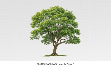 Realistic tree, palm, bush on transparent background. Greenery for landscape or architectural design, botanical elements for garden or forest, vector png.
