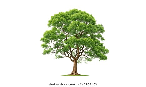 Realistic tree, palm, bush on transparent background. Greenery for landscape or architectural design, botanical elements for garden or forest, vector png.	