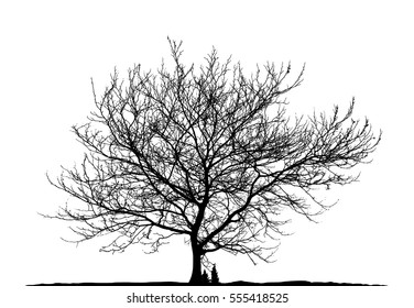 Realistic tree silhouette (Vector illustration).Eps10