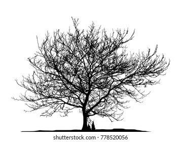 Realistic tree silhouette (Vector illustration).Eps10