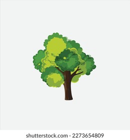 Realistic Trees Isolated on White Background.