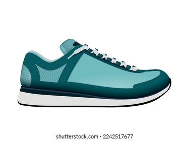 Realistic trendy color sneaker side view vector illustration
