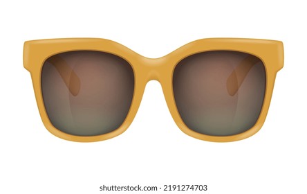 Realistic trendy sunglasses with yellow frames vector illustration
