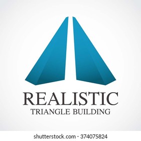 Realistic triangle of building abstract vector and logo design or template construction business icon of company identity symbol concept