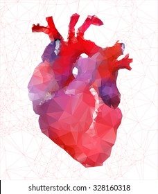 Realistic triangle style heart. Vector illustration.