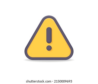 Realistic triangle warning sign vector icon isolated. 3d vector icon illustrations