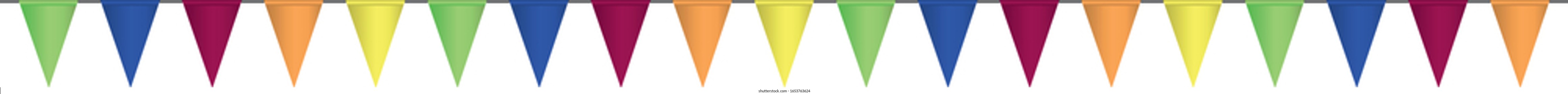 realistic triangular colorful flags on straight line, vector of garland isolated on white background