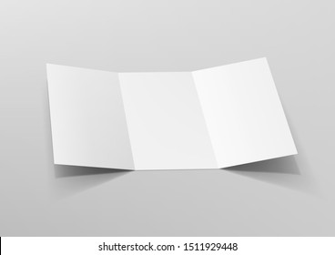 Realistic Tri-Fold A5 Or A4 Brochure Mockup. EPS10 Vector