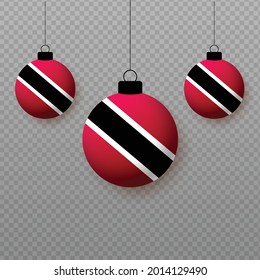 Realistic Trinidad and Tobago Flag with flying light balloons. Decorative elements for national holidays.