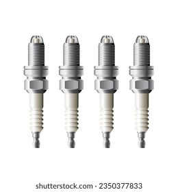 Fundas de chispa normales de tierra triple realista para el vector de ilustración del motor de gasolina de combustión interna.