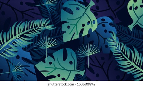Realistic tropical leaves background Vector