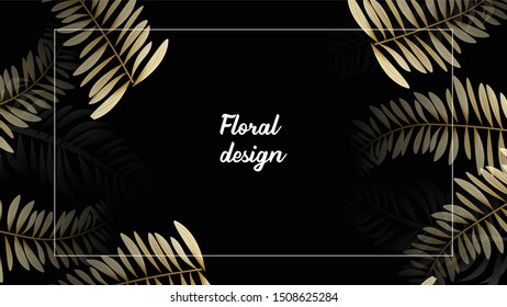 Realistic tropical leaves With frame background Vector